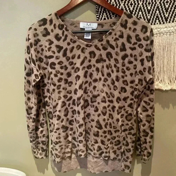 MAGOSCHONI LEOPARD CHEETAH PRINT SWEATER CASHMERE SIZE S - Picture 1 of 3